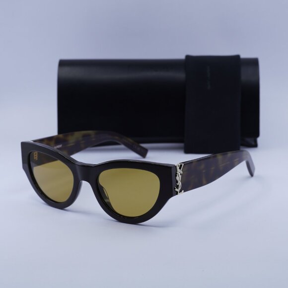 Saint Laurent SLM94 010 Sunglasses Brown Cat Eye Frame, Nicotine Lenses main image 6